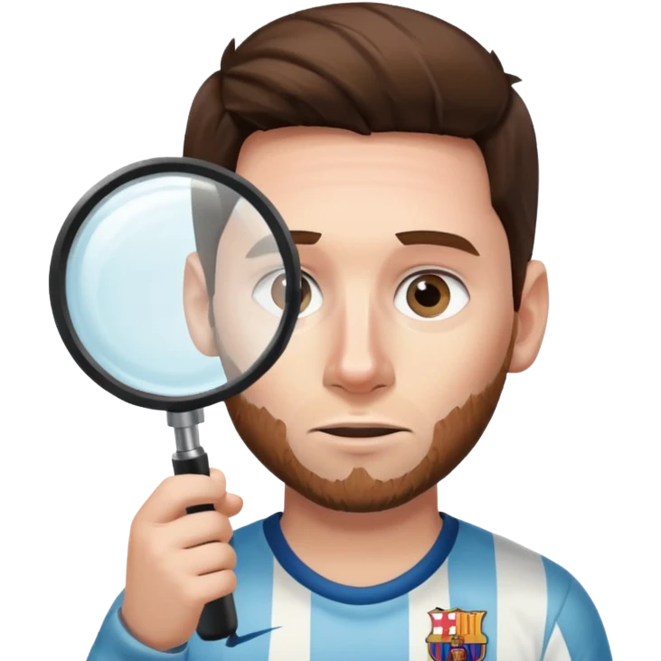 Messi mirando con una lupa emoji