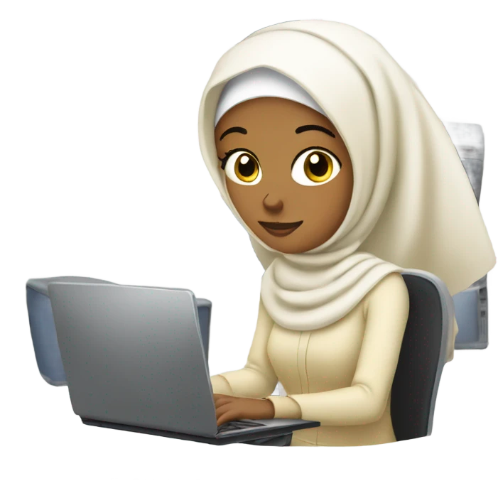 white blonde muslim woman with a headscarf working with computer emoji