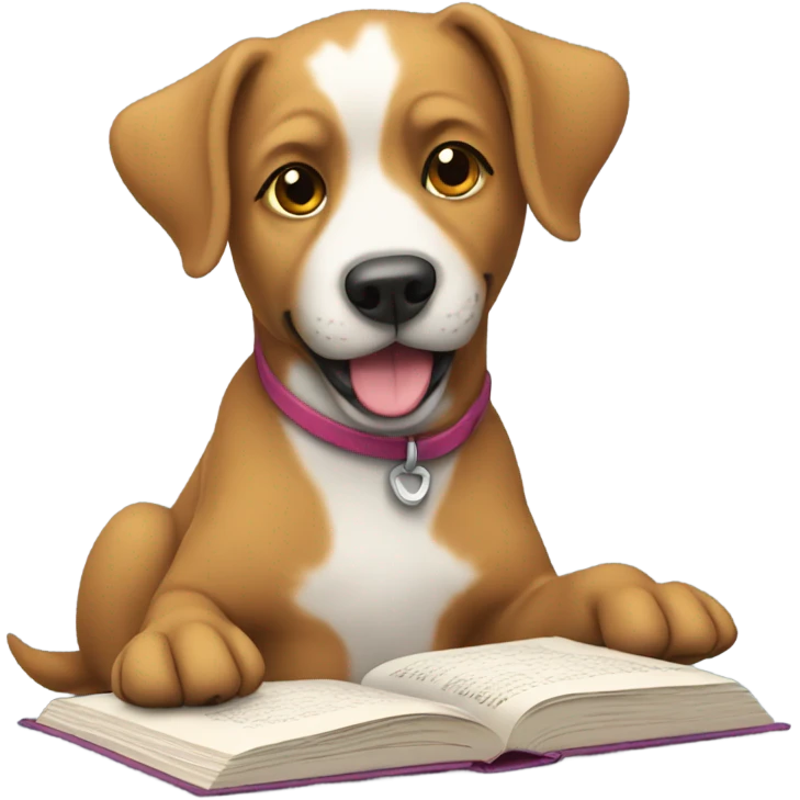 Dog coloring a book emoji