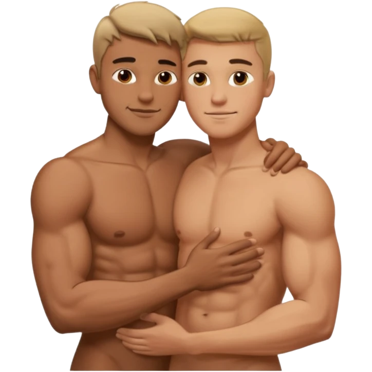 two guys naked and hugging  emoji