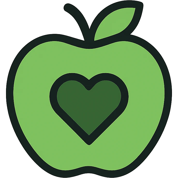 green apple emoji with a black heart in the middle, no text emoji