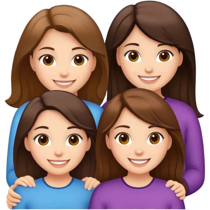 Four Caucasian girls with brunette hair emoji