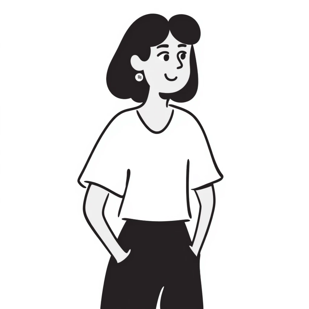30-year-old woman, hand-drawn doodle style emoji