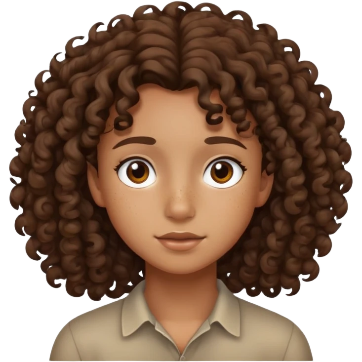 tan teenager with curly dark brown hair emoji