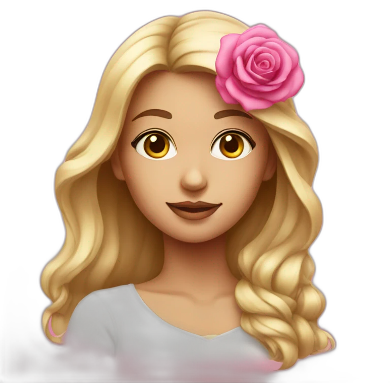 Girl with pink rose emoji