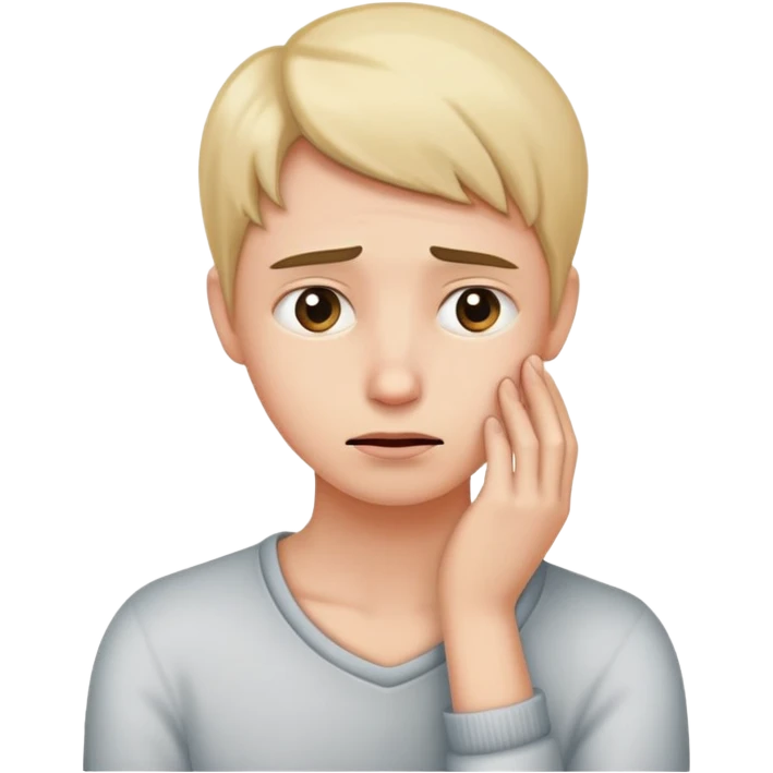 person with a worried expression, holding their hand to their neck emoji