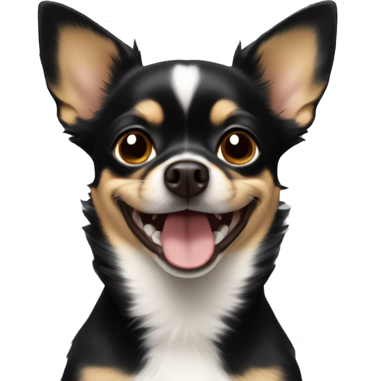 Black snd tan Chihuahua smiling emoji