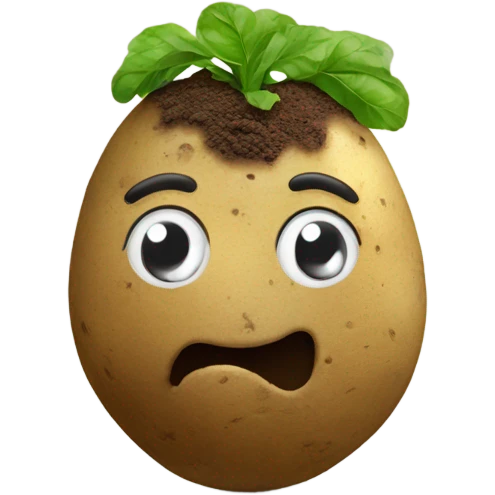 A potato with soil emoji