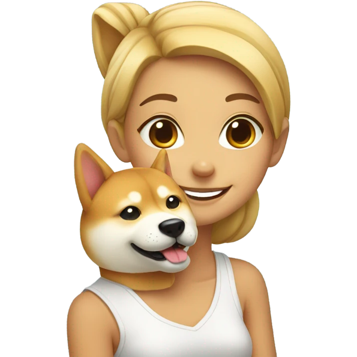 smiling girl with shiba inu emoji
