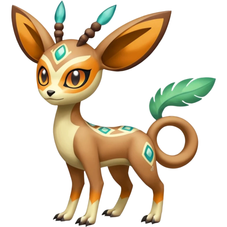 Tribal Colorful Exotic Fionbri-Trico-Kalon-Falvie-Vernid-Meloetta-Pokémon-Fakémon-Digimon-Spectrobe-hybrid-fusion, full body emoji