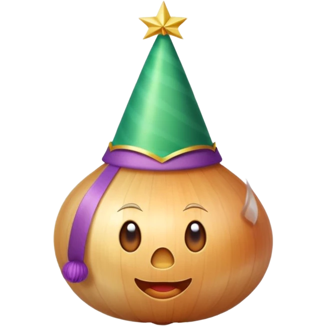 onion wearing party hat emoji