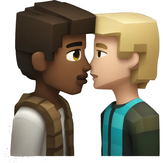 Steve from Minecraft kissing a boy emoji