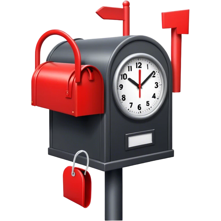 Mailbox filled with red cylindrical objects, wires, and a clock emoji