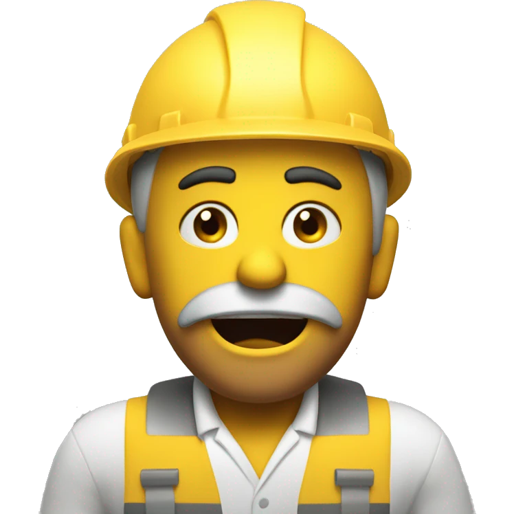 Yellow engineer with a furious face, and smoke coming out of his ears emoji