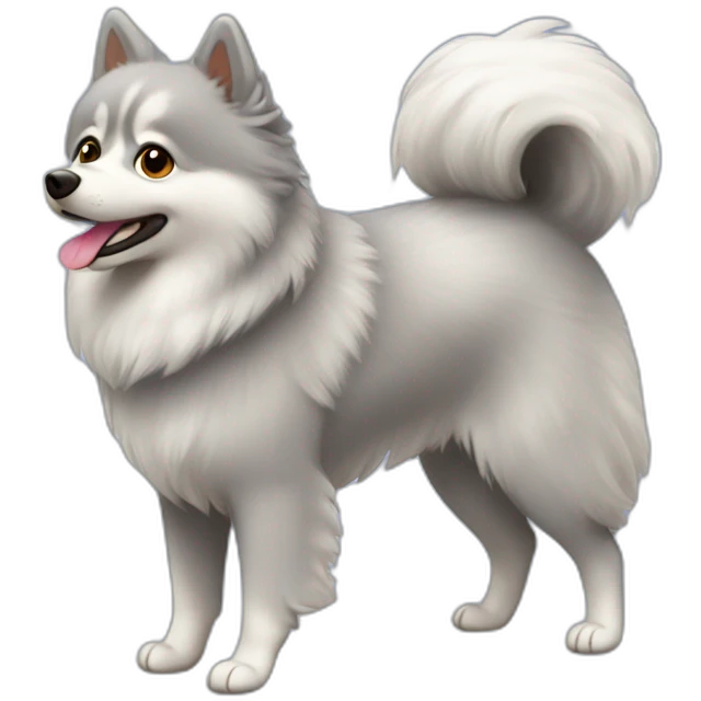 Gray spitz in hudi walking emoji