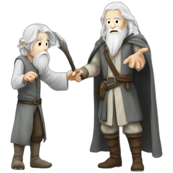 gandolf the grey pointing at gandolf the white emoji
