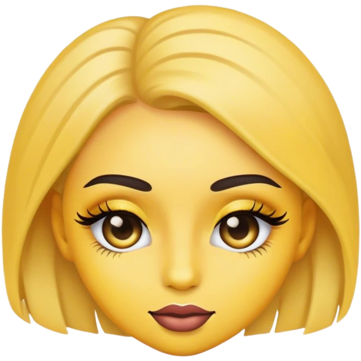 yellow emoji of a girl wearing makeup and with long eyelashes emoji