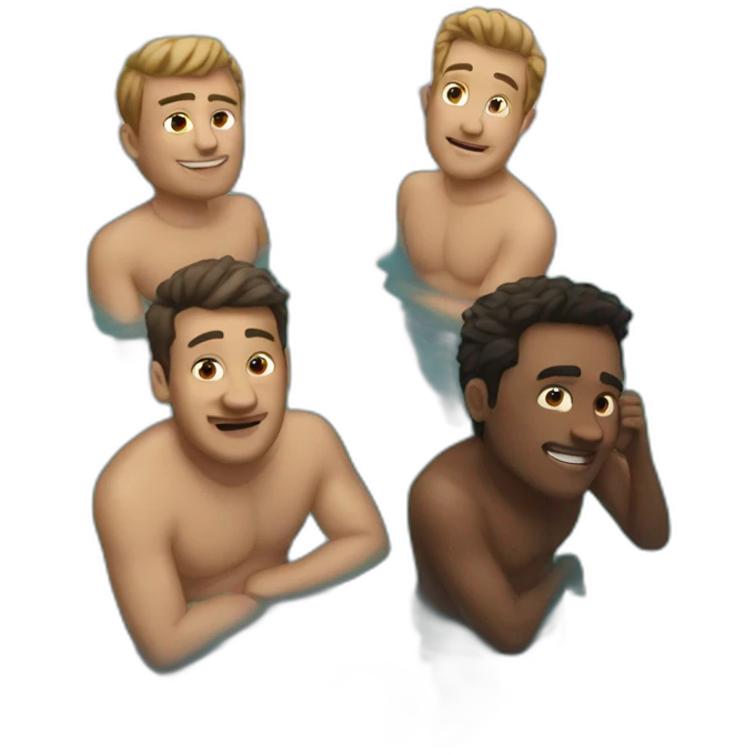 Four guys in a very small pool emoji