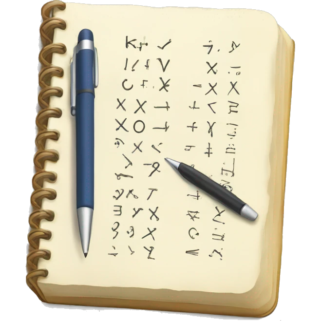 a notebook with maths and pen emoji