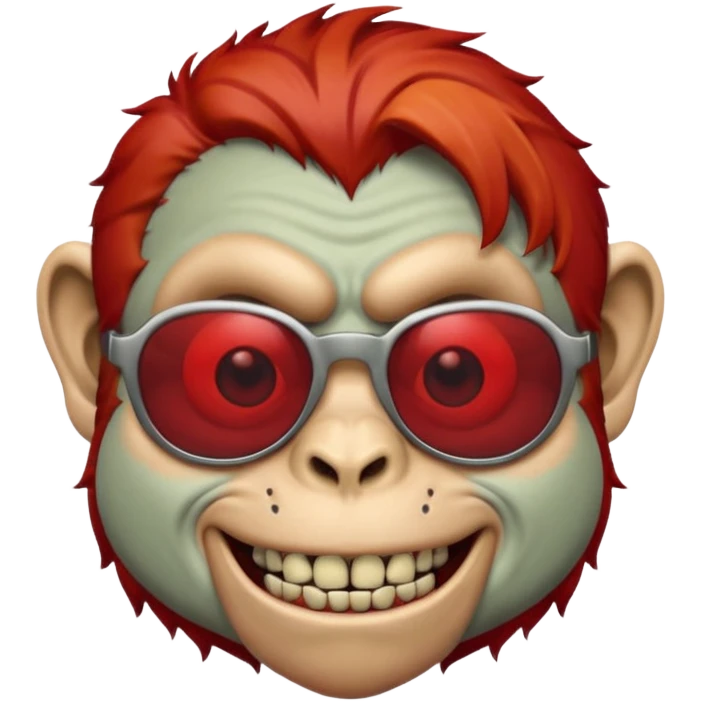 Zombie monkey with sun glasses and red hair and joker nose hungry  emoji