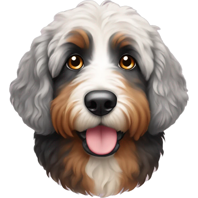 bernedoodle with two different colored eyes emoji