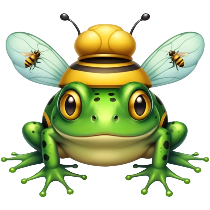 Frog with bees on the head emoji