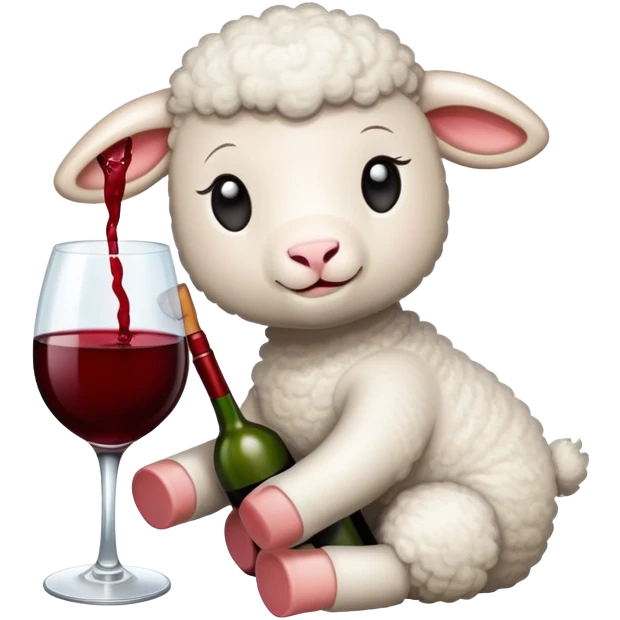 Little lamb drinking wine emoji