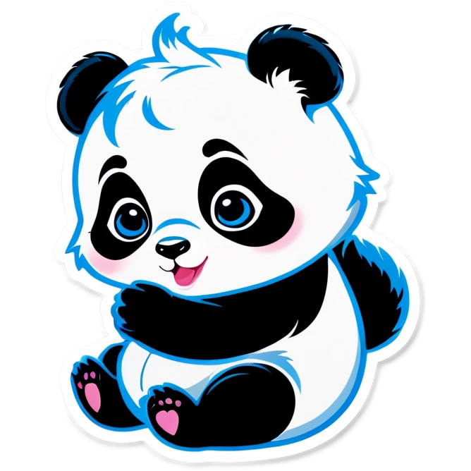 Kissing baby girl panda with blue eyes  emoji