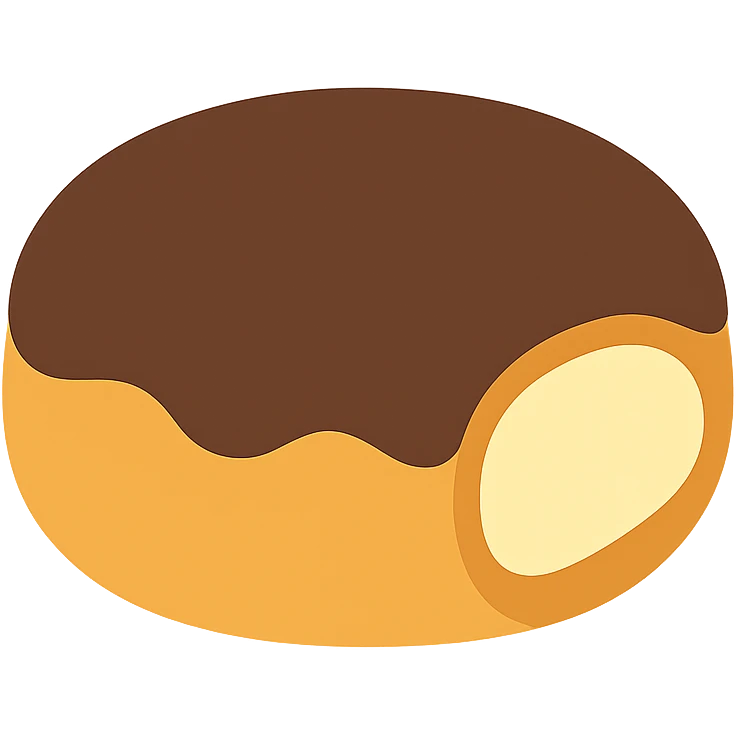 Boston cream donut with custard filling and chocolate glaze on top emoji