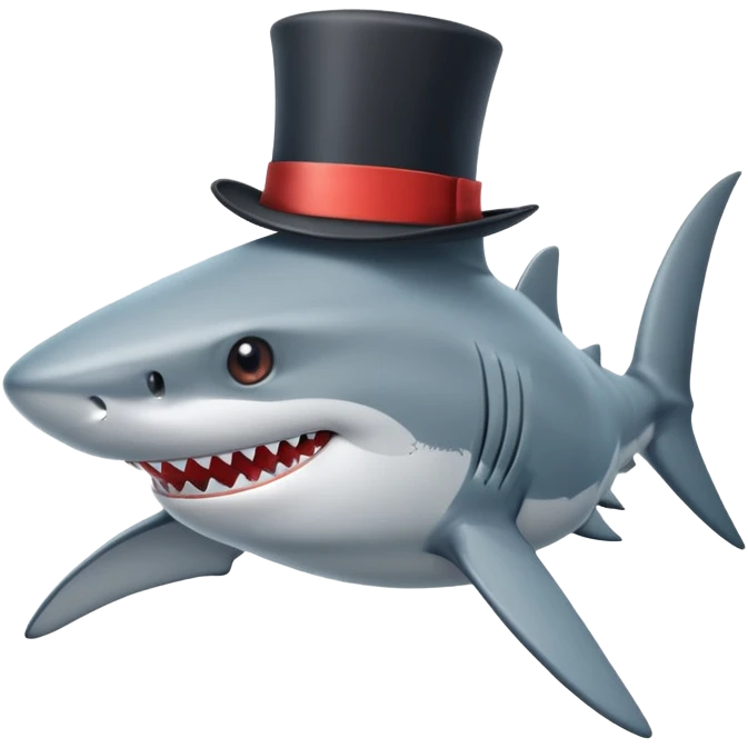 Shark with a top hat emoji