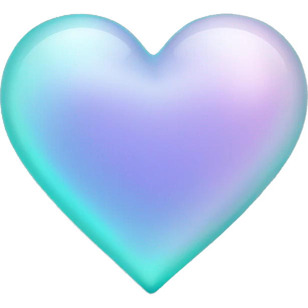 pastel lilac and cyan iridescent glass heart emoji