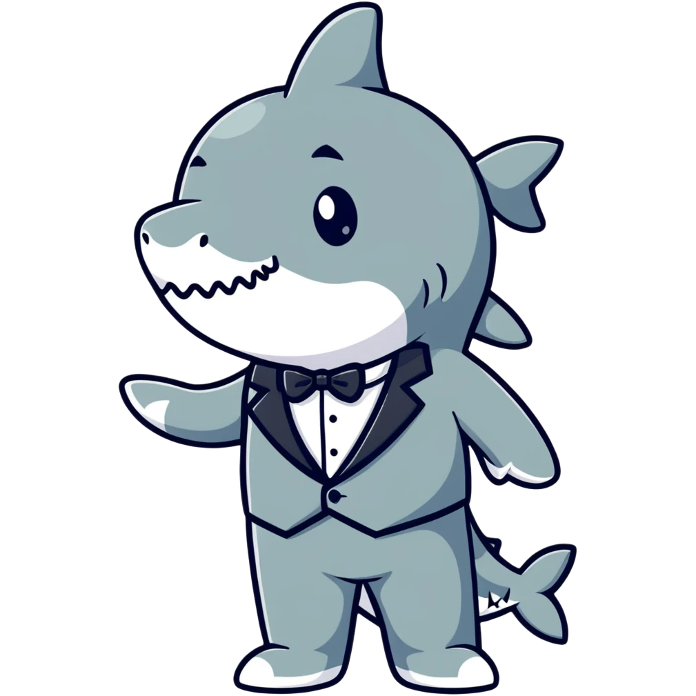 shark wearing a tuxedo emoji