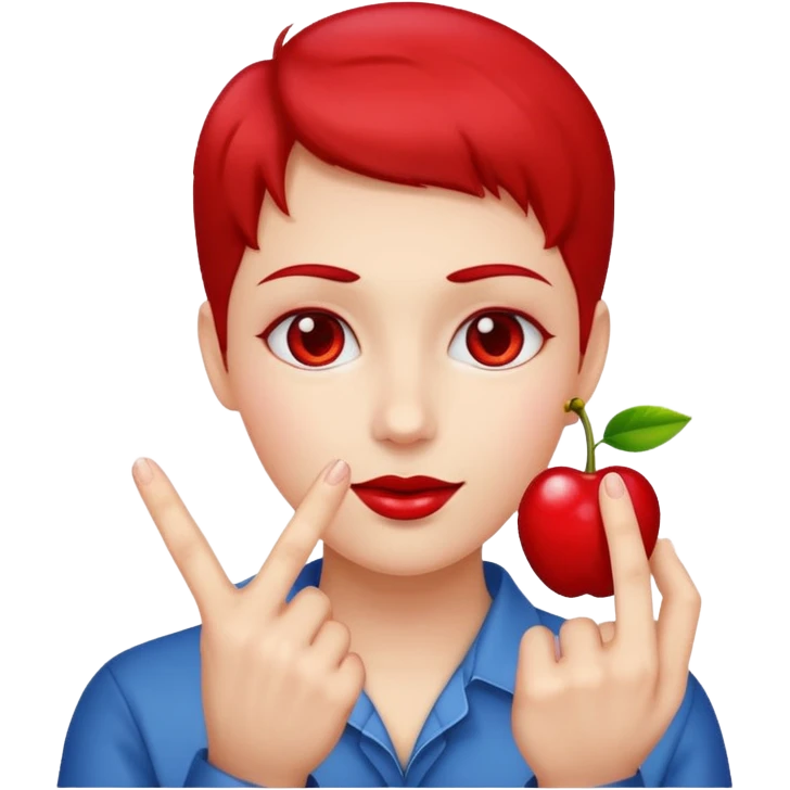 Holding a cherry between two fingers emoji