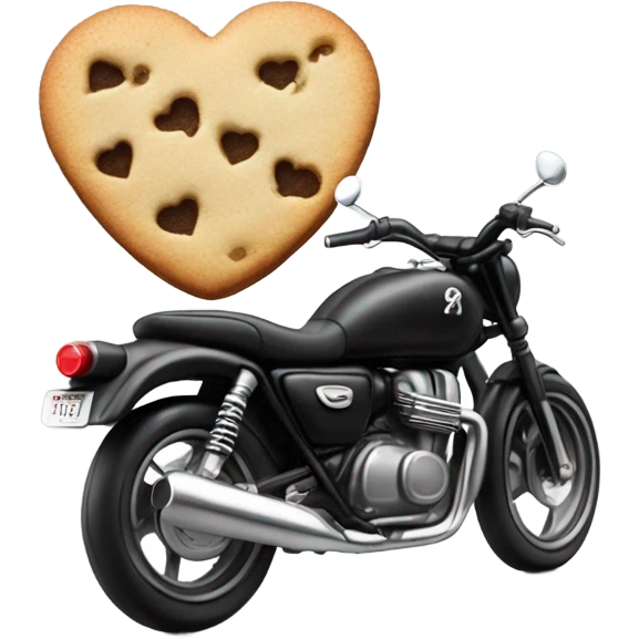 cookie heart with black motorbike  emoji
