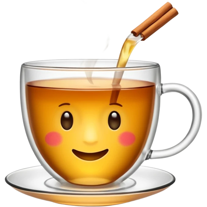 Une tasse de thé chaude avec le sachet de thé qui infuse. emoji