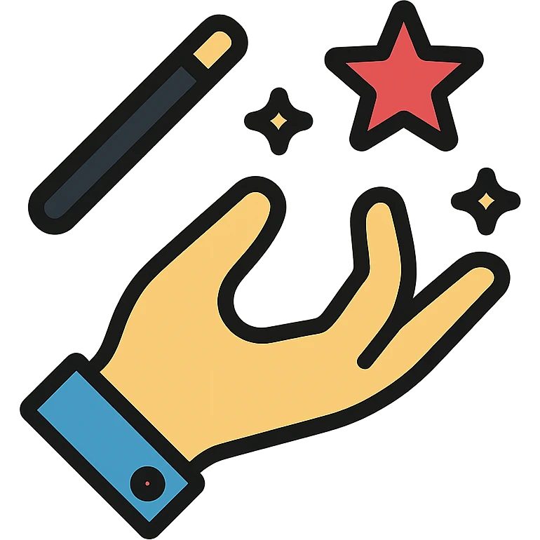 nimble hand performing a magic trick, color outline icon emoji