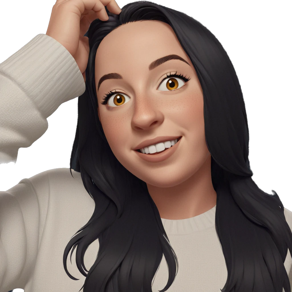 smiling girl in white sweater emoji