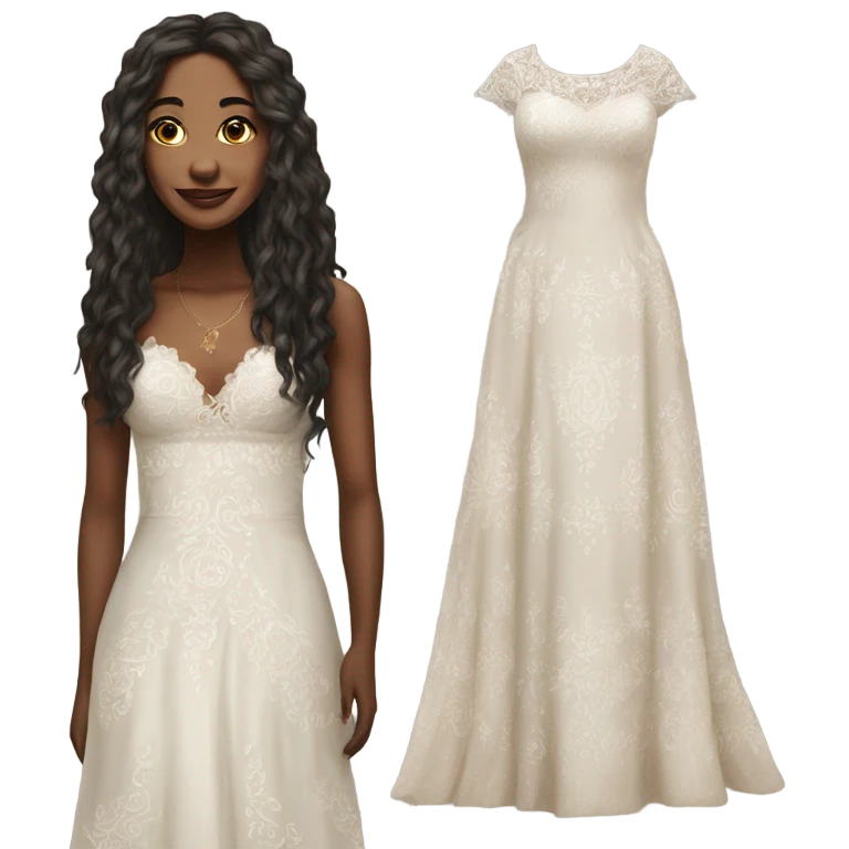 Hyper Realistic boho Wedding dress displays emoji