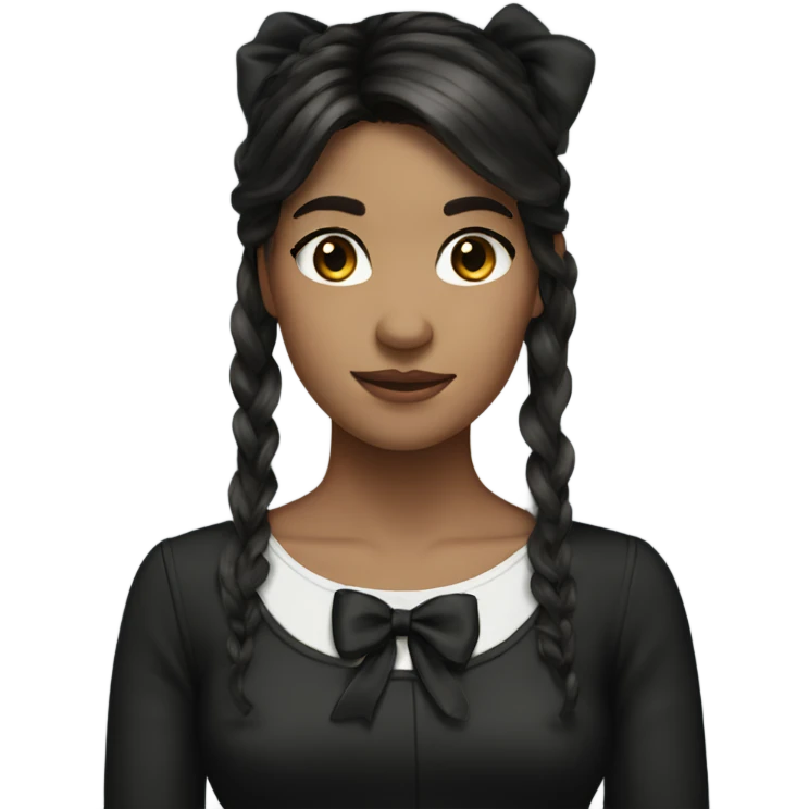 long dark brown hair with black bow emoji