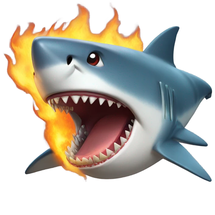 Shark spitting fire emoji