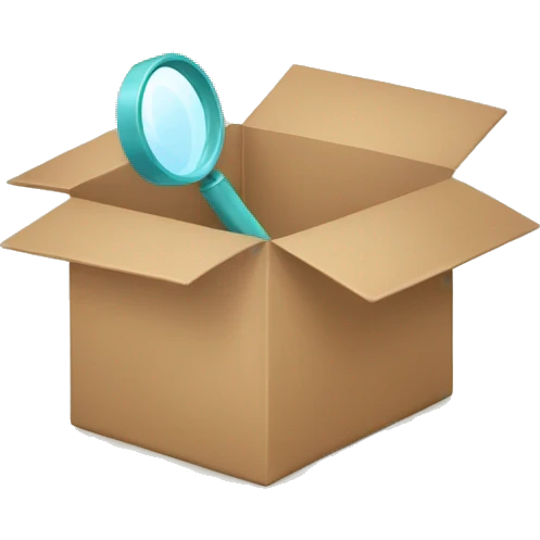 a package with magnifine glass emoji