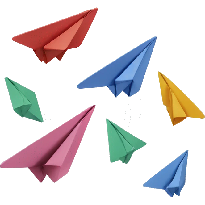 Paper airplanes around 3 ABC blocks   emoji