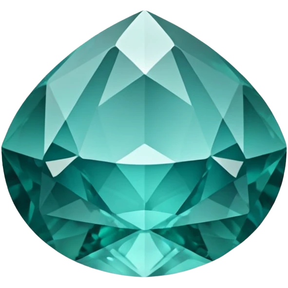 Faceted round grandidierite gem with teal blue-green hue and clear transparency emoji