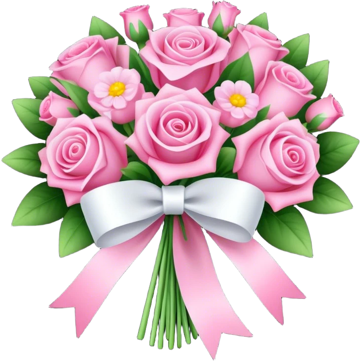 pink bouquet with ribbon emoji