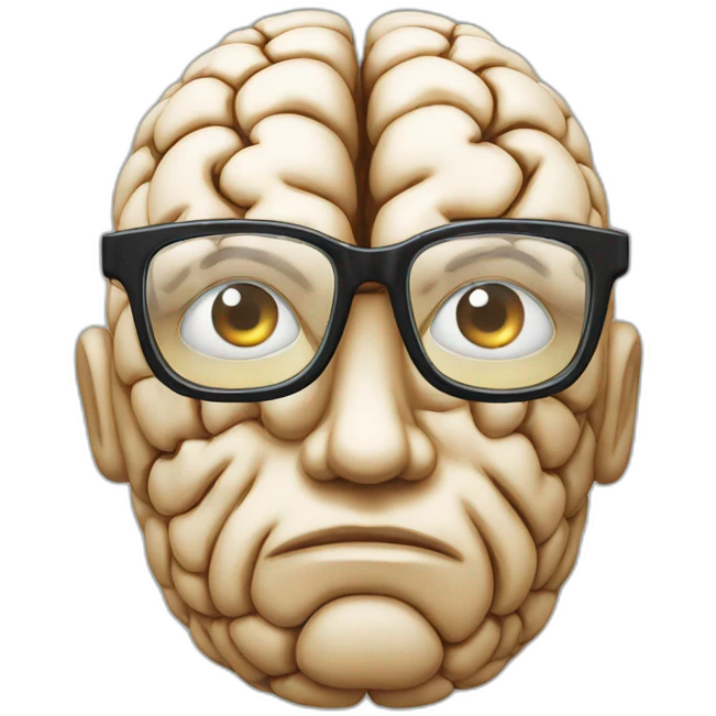 Brain with thick glasses - mind blown emoji
