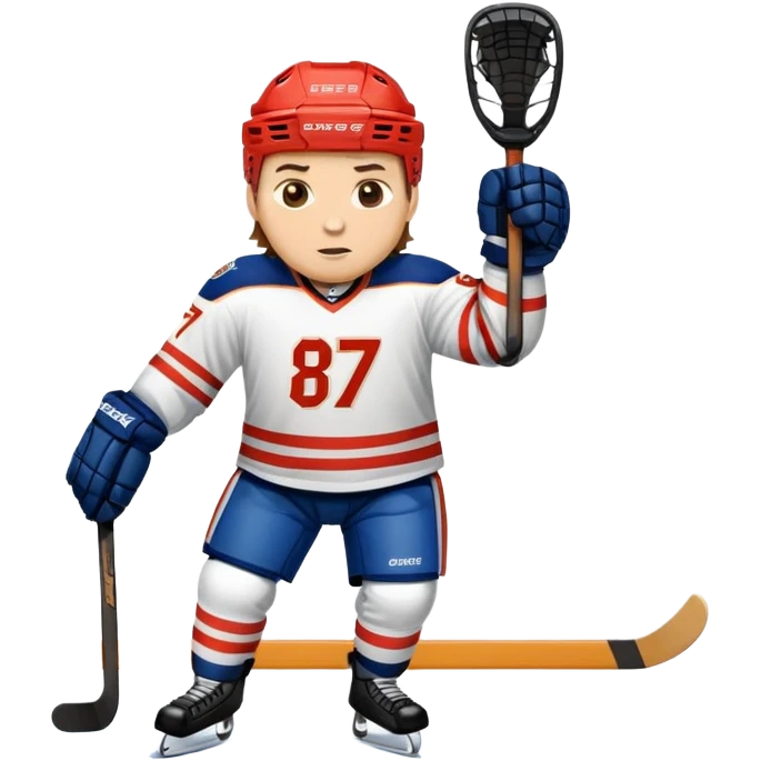 A hockey player that has the last name berg and the number 87 emoji