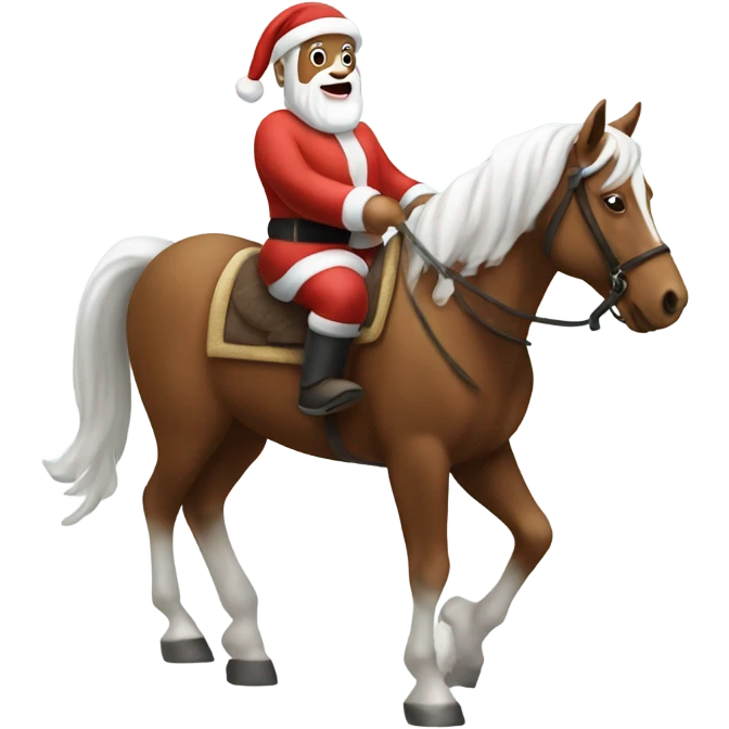Santa riding a brown and white horse emoji