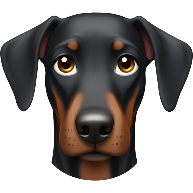 Happy black female Doberman with floppy ears  emoji