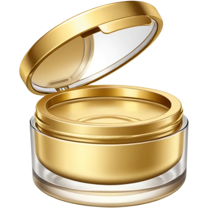 PVarios rodutos de beleza com tampa dos potes dourados e fundo transparente pra usar como figurinha emoji