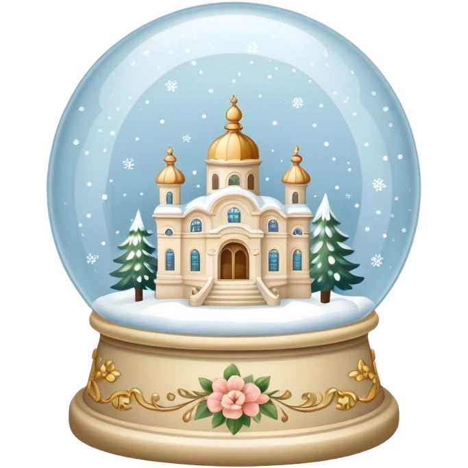 vintage rococo beige dainty floral snow globe emoji